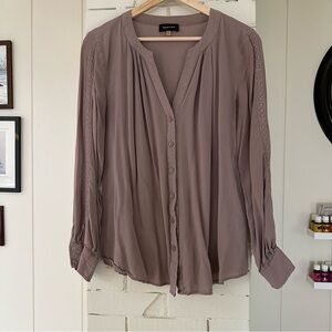 Spence Women's Taupe Mauve Button-Up Blouse